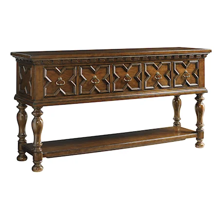 McCarty Three Drawer Sideboard with Bead and Dentil Moulding